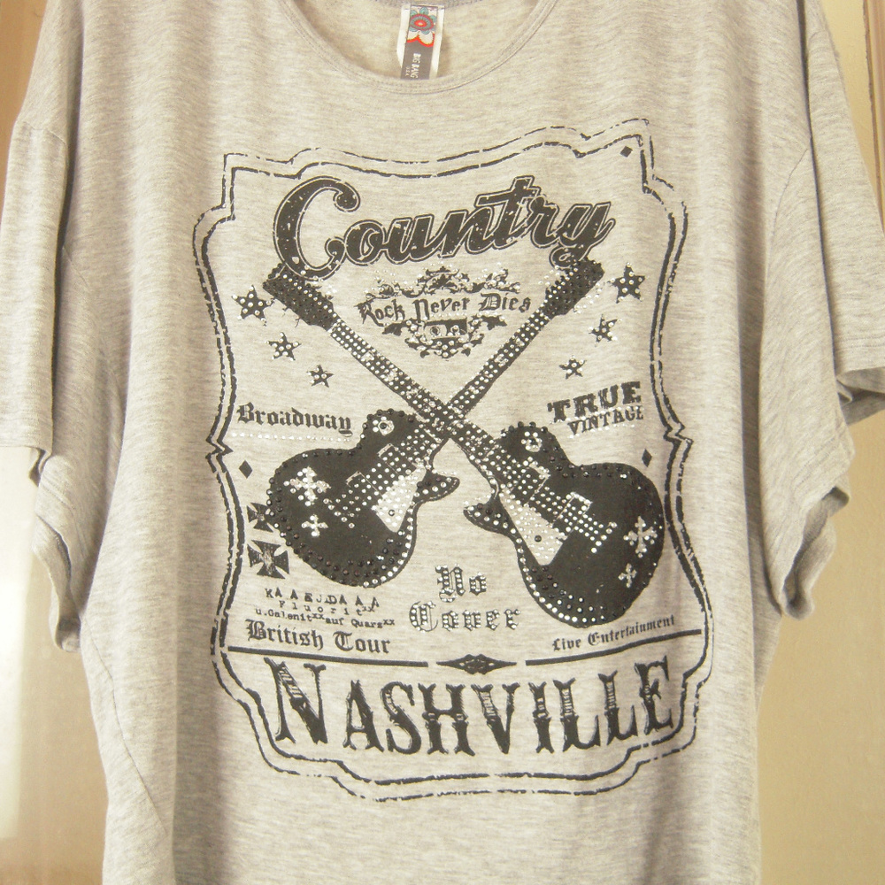 Cropped Big Bang 2X Gray Country Rock Nashville Top